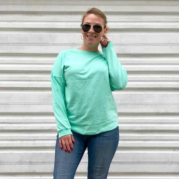 NWT Mint Crew Neck Long Sleeve Tee By Miami Style - Picture 5 of 8